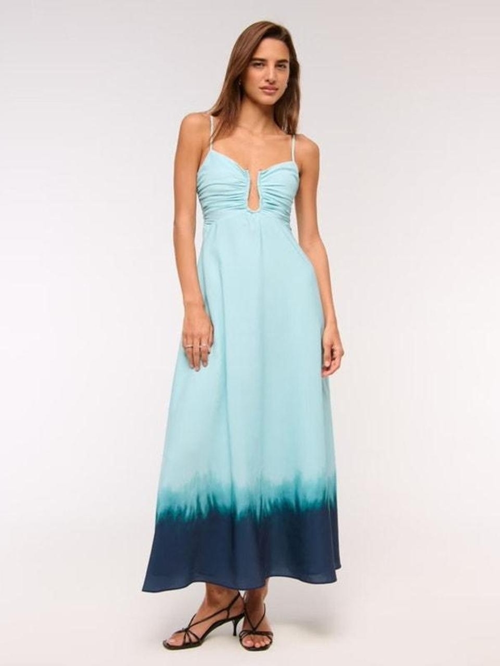 Abercrombie & Fitch Light Blue to Navy Ombre Maxi Dress